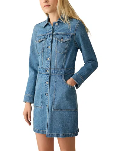 Faherty Michelle Long Sleeve Denim Mini Shirtdress In Blue