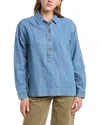 Faherty Denim Oceanview Linen-blend Top In Blue