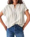 Faherty Dream Cotton Gauze Desmond Top In Cream Dobby