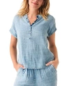 Faherty Desmond Gauze Top In Light Indigo