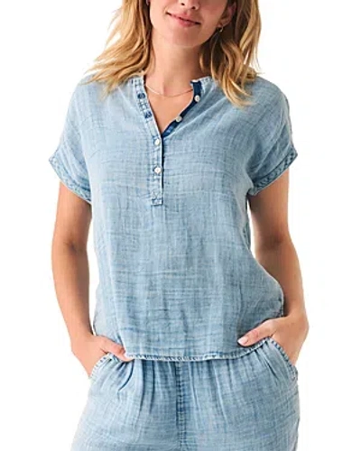 Faherty Desmond Gauze Top In Light Indigo