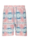 Faherty Shorelite Printed Drawstring 7 Swim Trunks In Water Color Star Nation