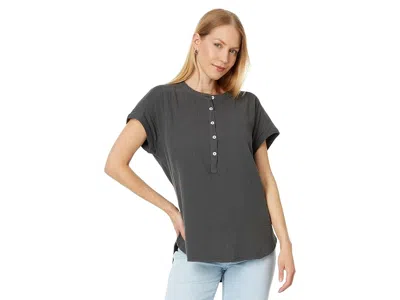 Faherty Dream Cotton Gauze Desmond Top In Gray