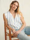 Faherty Dream Cotton Gauze Dylan Top In Back Bay Stripe