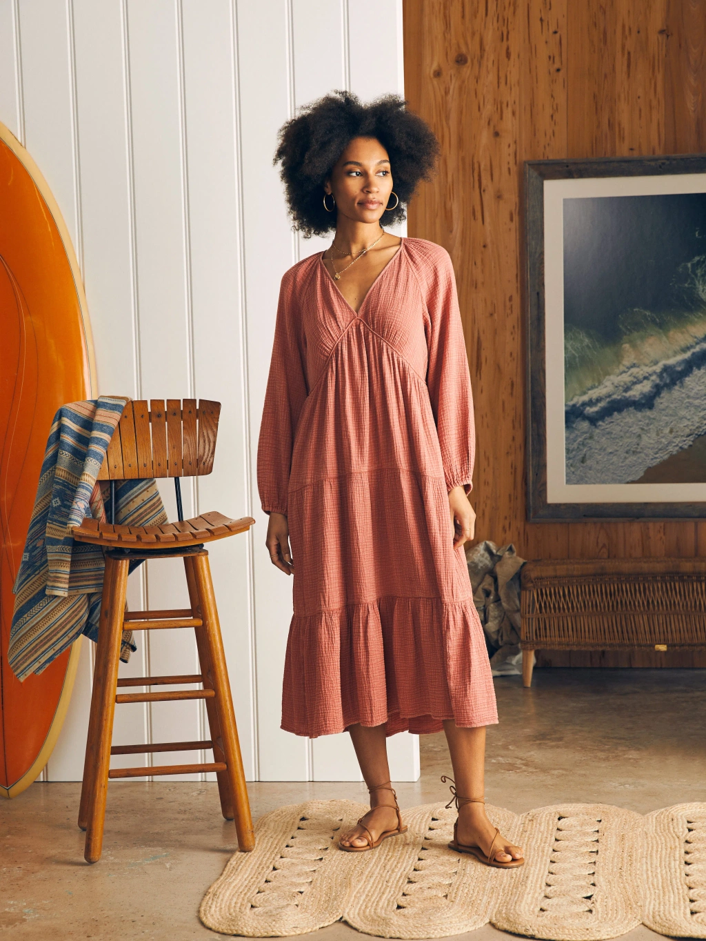 faherty pink dress Faherty Dream Cotton Gauze Sirene Dress In Kelly Pink