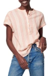 Faherty Dream Desmond Organic Cotton Top In Sepia Neutral Stripe