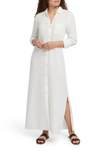 Faherty Dream Organic Cotton Gauze Maxi Shirtdress In White