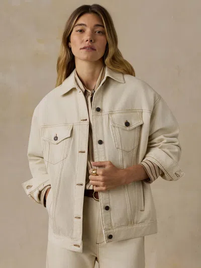 Faherty Driftwood Denim Jacket In Almond Milk