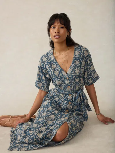 Faherty Island Dress In Tranquil Tides Print