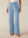 Faherty Dune Cotton Gauze Drawstring Pants In Light Indigo Wash