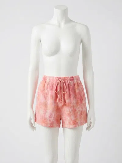 Faherty Dune Cotton Gauze Drawstring Short In Coral Skies Tie Dye In Pink