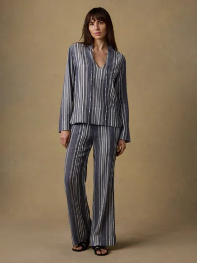 Faherty Dune Cotton Gauze Harbor Top In Gray