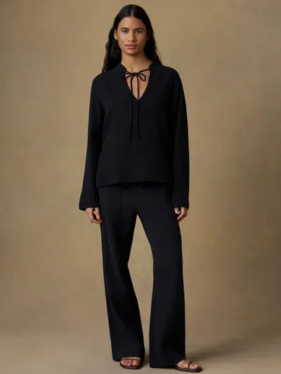 Faherty Dune Cotton Gauze Harbor Top In Black