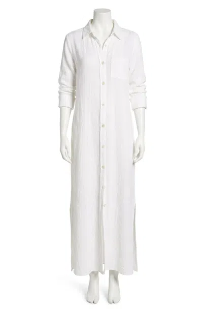Faherty Dune Cotton Gauze Maxi Shirtdress In White
