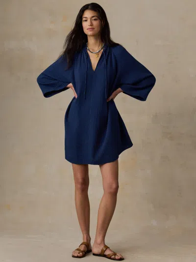 Faherty Dune Cotton Gauze Mina Dress In Blue