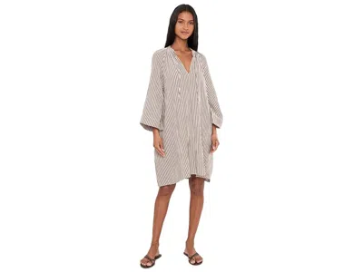 Faherty Dune Cotton Gauze Mina Dress Women's Dress Mocha Mist: Lg In Gray