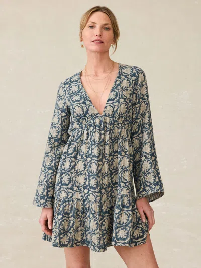 Faherty Dune Cotton Gauze Oceana Dress In Tranquil Tides Print