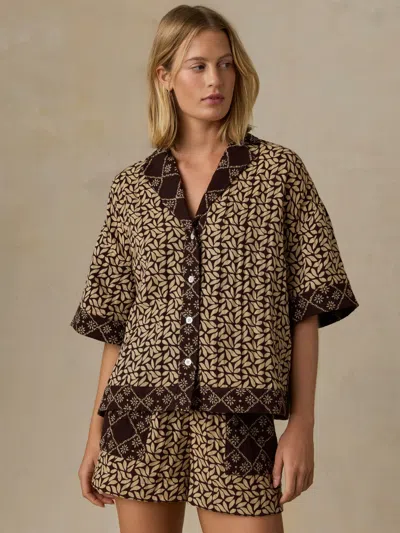 Faherty Dune Cotton Gauze Relaxed Camp Shirt In Brown