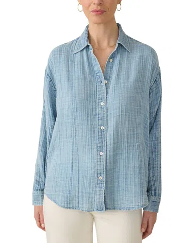 Faherty Dune Cotton Gauze Relaxed Shirt In Blue