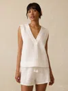 Faherty Dune Cotton Gauze Sleeveless Popover In White