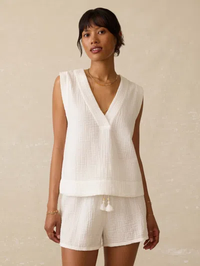 Faherty Dune Cotton Gauze Sleeveless Popover