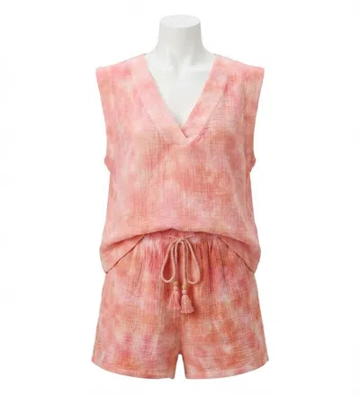 Faherty Dune Cotton Gauze Sleeveless Popover Top In Coral Skies Tie Dye In Multi