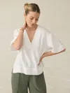 Faherty Dune Relaxed Fit Cotton Gauze Top In White