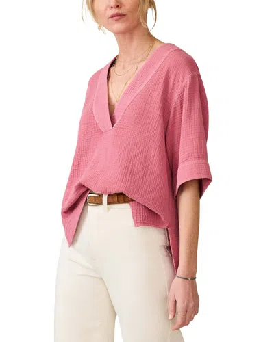 Faherty Dune Cotton Gauze Top In Pink