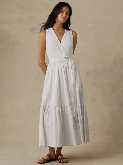 Faherty Dune Cotton Gauze Wrap Dress In White
