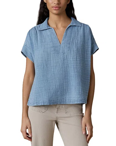 Faherty Dune Cotton Gauze Zoe Top In Blue
