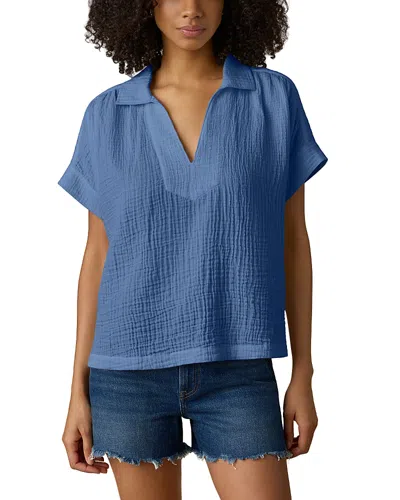 Faherty Dune Cotton Gauze Zoe Top In Blue