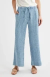 Faherty Dune Organic Cotton Wide Leg Pants In Blue