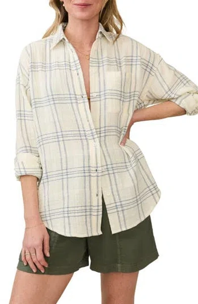 Faherty Dune Plaid Organic Cotton Gauze Button-up Shirt In Neutral