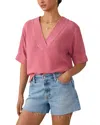 Faherty Dune Relaxed Fit Cotton Gauze Top In Pink