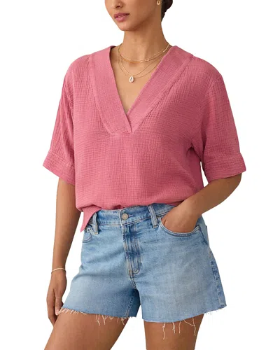 Faherty Dune Relaxed Fit Cotton Gauze Top In Pink