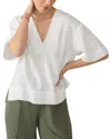 Faherty Dune Relaxed Fit Cotton Gauze Top In White
