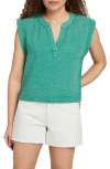 Faherty Dylan Split Neck Top In Bottle Green