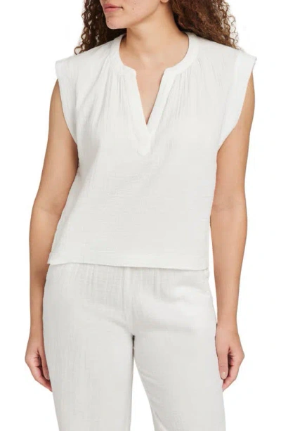 Faherty Dylan Organic Cotton Gauze Top In White