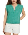 Faherty Dylan Split Neck Top In Bottle Green