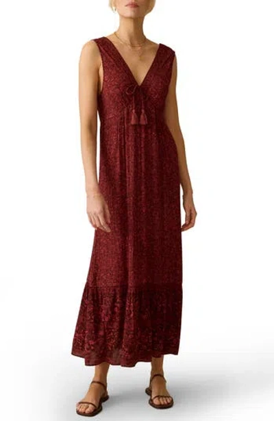 Faherty Eden Floral Print Ruffle Hem Sleeveless Maxi Dress In Multi