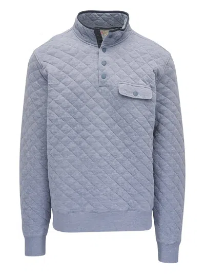 Faherty Epic Quilted Button Sweatshirt In Blue