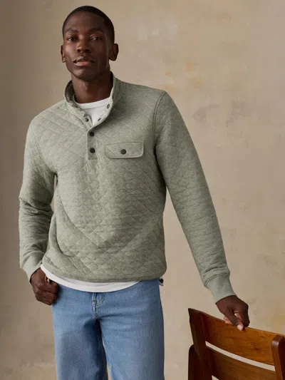 Faherty Epic Quilted Fleece Pullover In Green