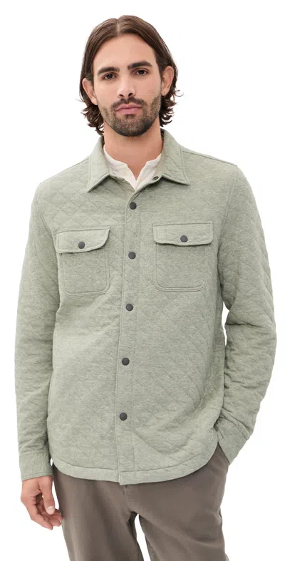 Faherty Epic Quilted Fleece Shacket Pine Rock Heather