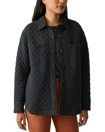 Faherty Epic Quilted Fleece Shirt Jacket In Black
