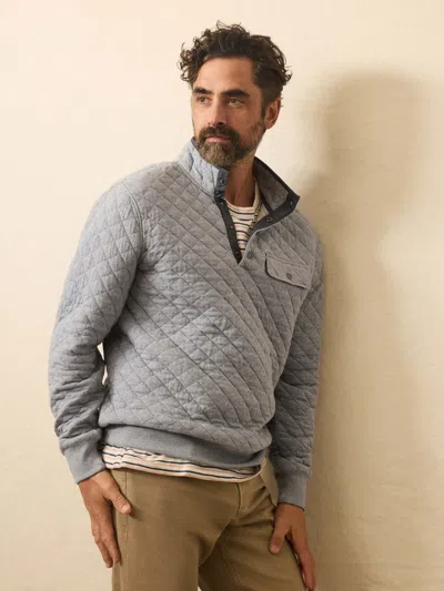 Faherty Epic Quilted Fleece Shirt Jacket Pullover In Gray