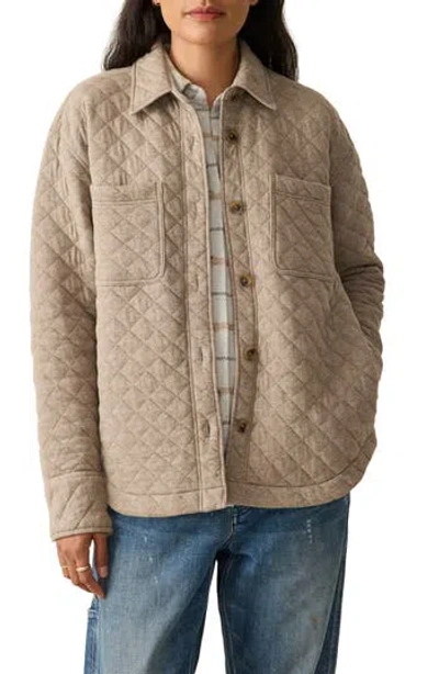 Faherty Epic Quilted Fleece Shirt Jacket In Brown