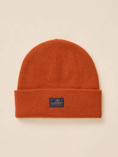 Faherty Essential Beanie In Mountain Orange