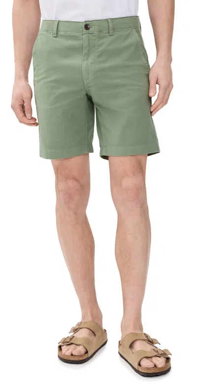 Faherty Essential Chino 8 Shorts Trail Olive In Green