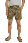 Faherty Essential Drawstring Short (6.5" Inseam) In Olive Jungle Tropical