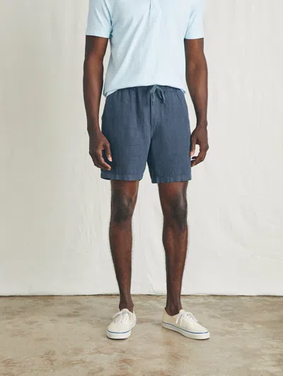 Faherty Essential Linen Short (6.5" Inseam) In Look Out Navy